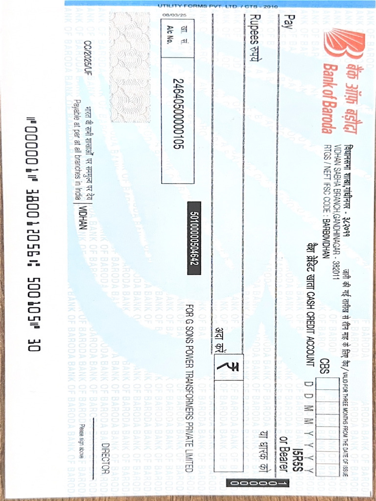 BOB Cheque Details | PDF