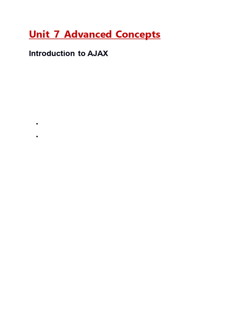 Unit 7 Advanced Concepts | PDF | Ajax (Programming) | J Query