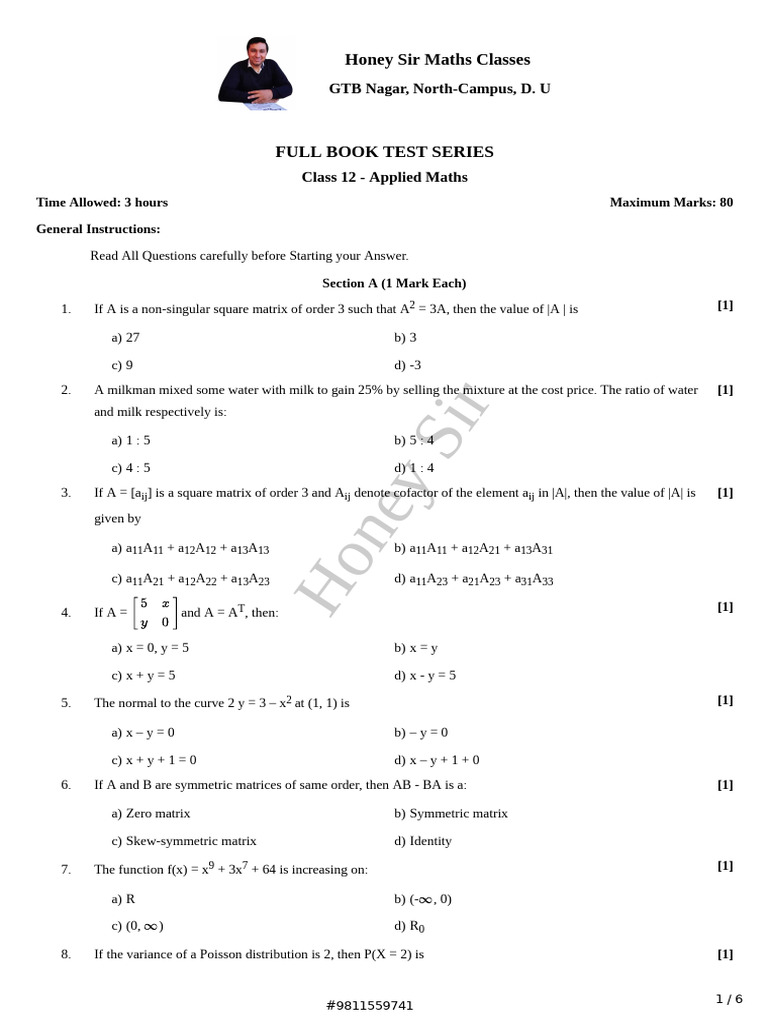 Applied Maths Full Book Test Set-I | PDF | Interest | Loans