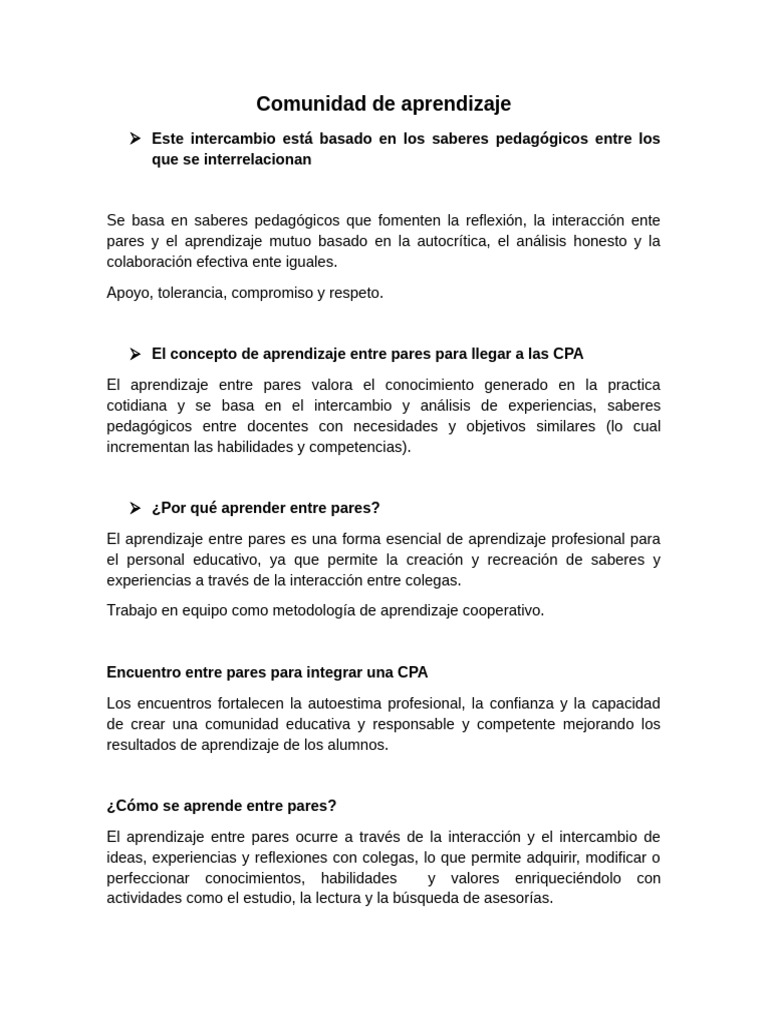 Comunidad de Aprendizaje Resumen | PDF