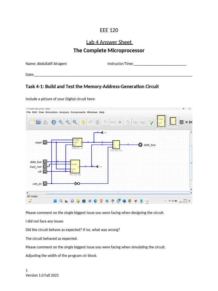 Lab4 Template | PDF | Central Processing Unit | Computer Hardware