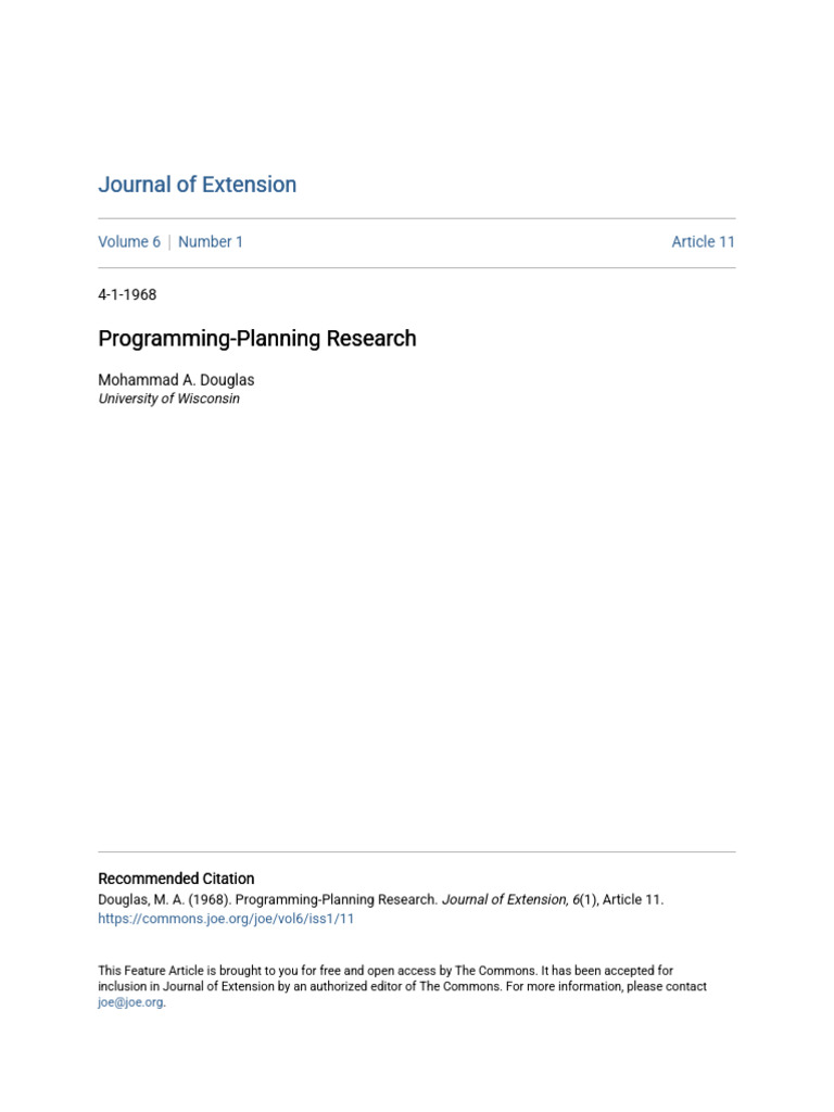 Programming-Planning Research | PDF