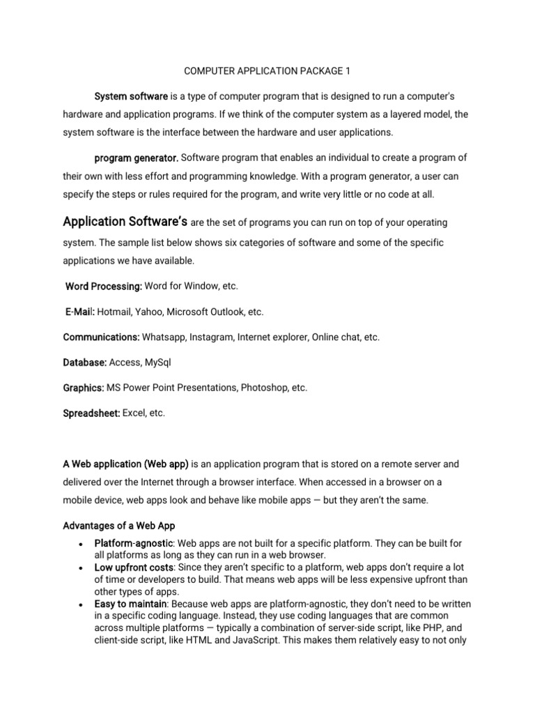 Computer Application Package Pub Admin | PDF | Spreadsheet | Microsoft ...