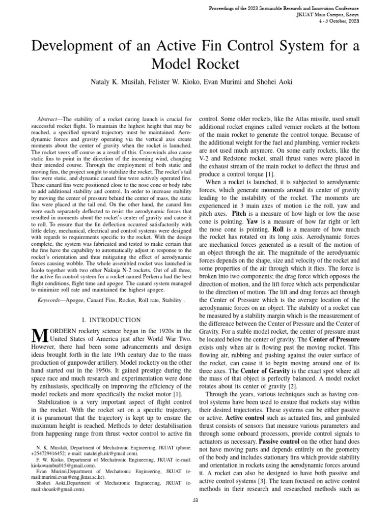 Development of An Active Fin Control System For A Model Rocket | PDF ...