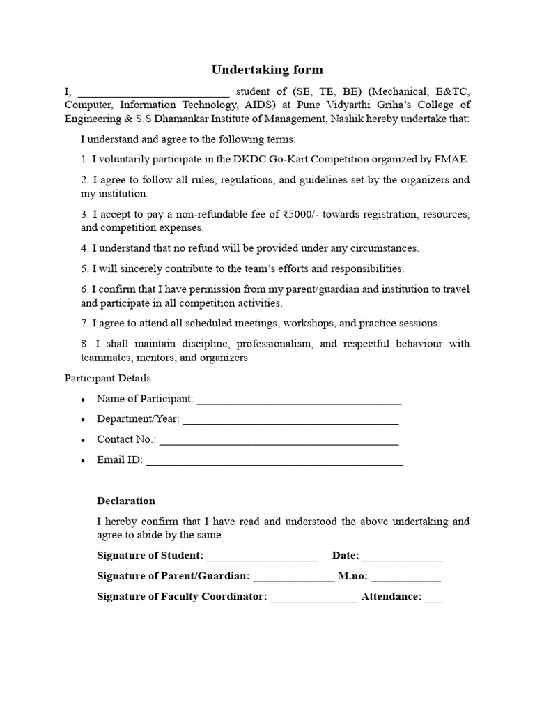 Undertaking Form | PDF