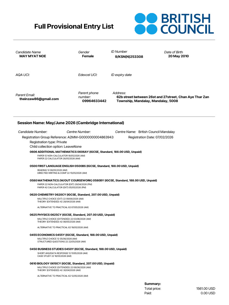 Full Registration Summary Report 20260208 | PDF | Student Assessment ...