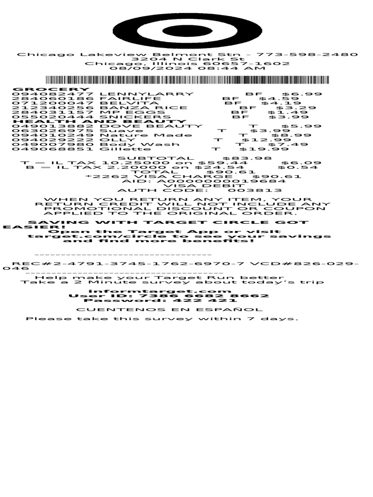 Target Receipt | PDF