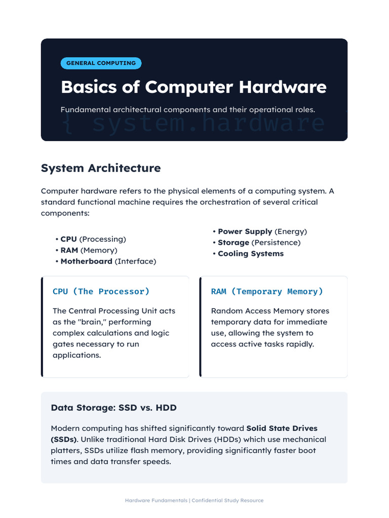 Basics of Computer Hardware | PDF