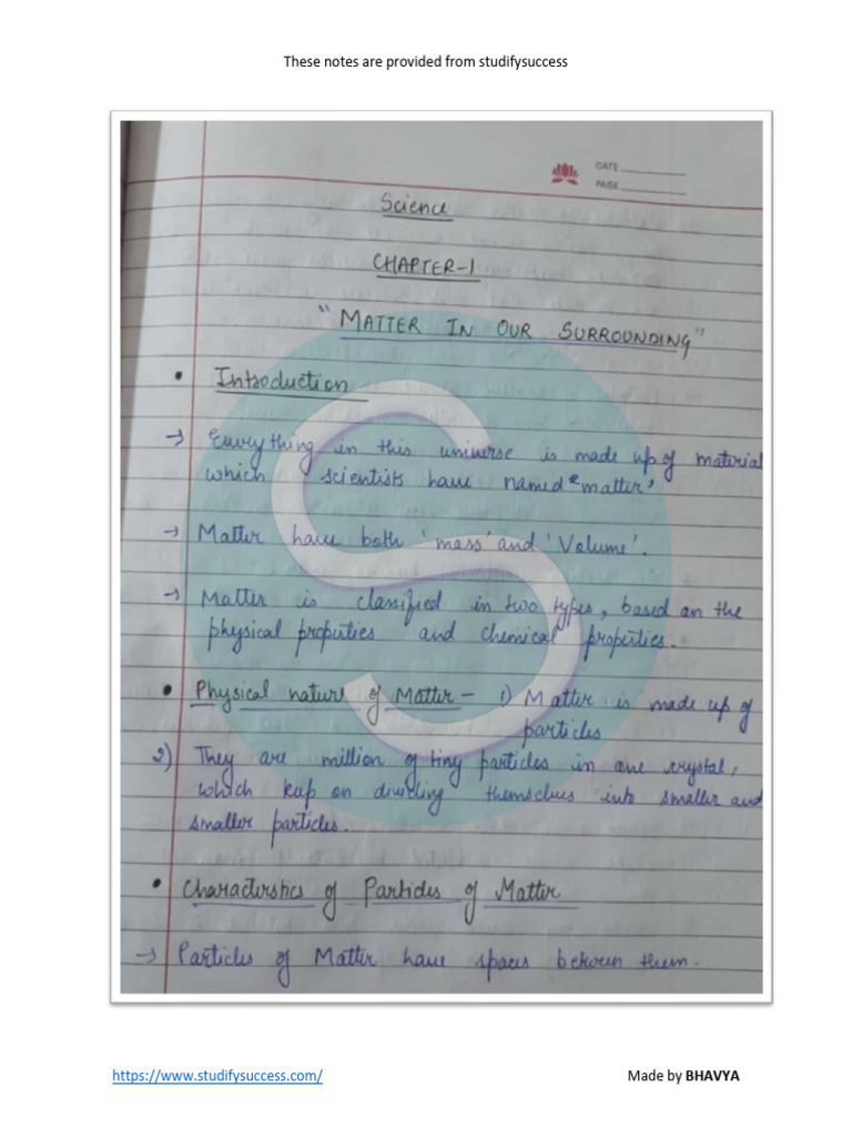 Class 9 Science Ch-1 Notes | PDF