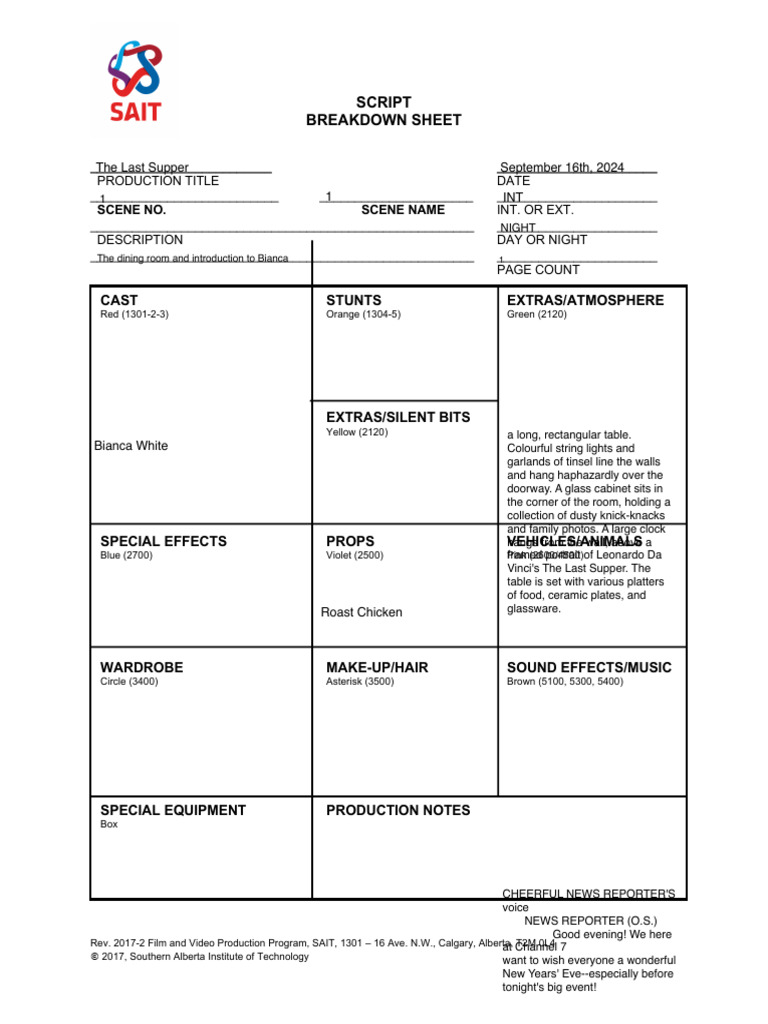 Script Breakdown Sheet | PDF