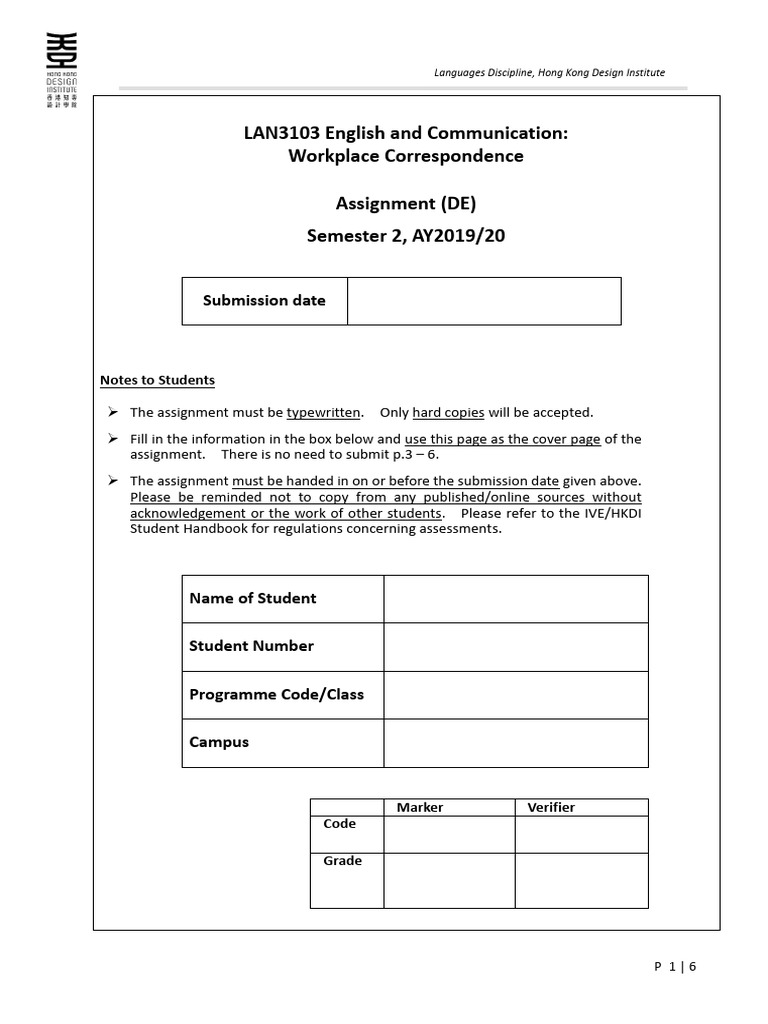 WC Assignment Student de 1920 S2 Student | PDF | Human Communication