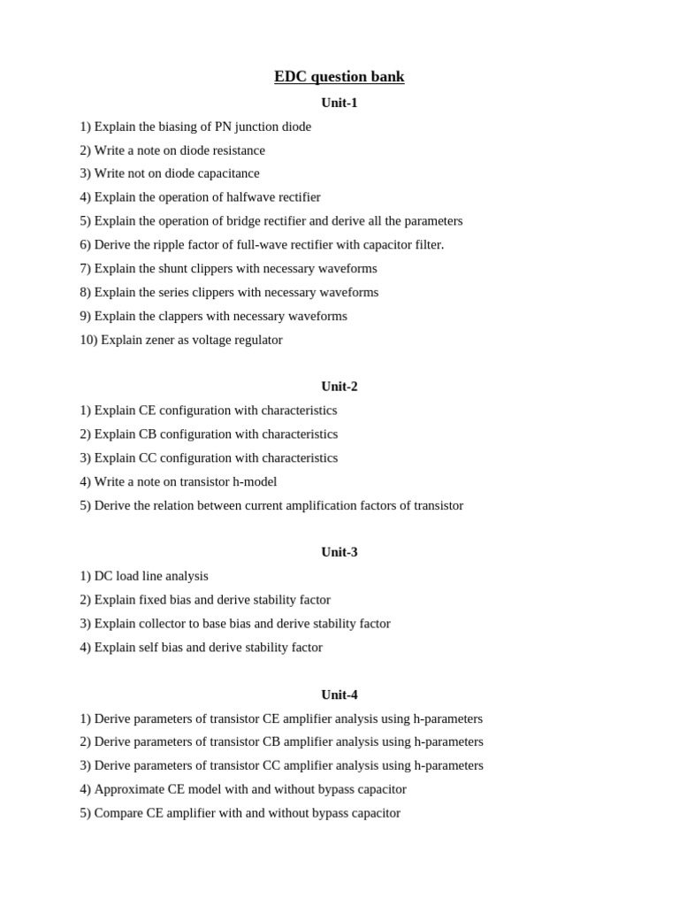 EDC Question Bank | PDF