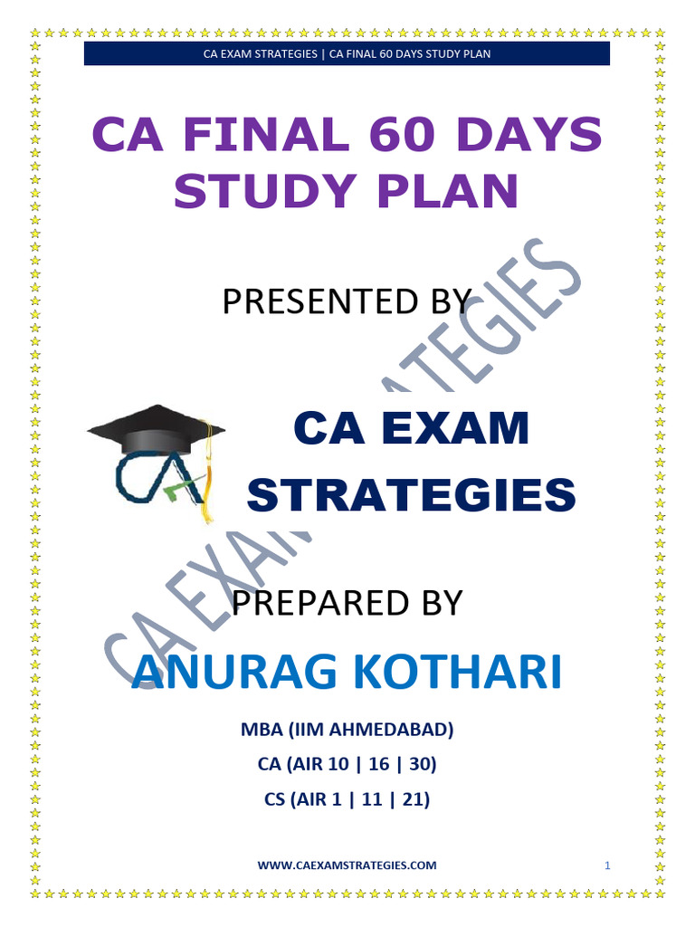 CA Final 60 Days Study Plan | PDF | Career & Growth