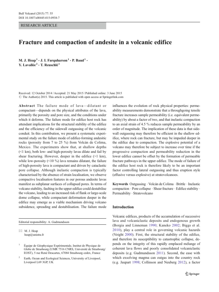 Fracture and Compaction of Andesite in A Volcanic Edifice | PDF ...