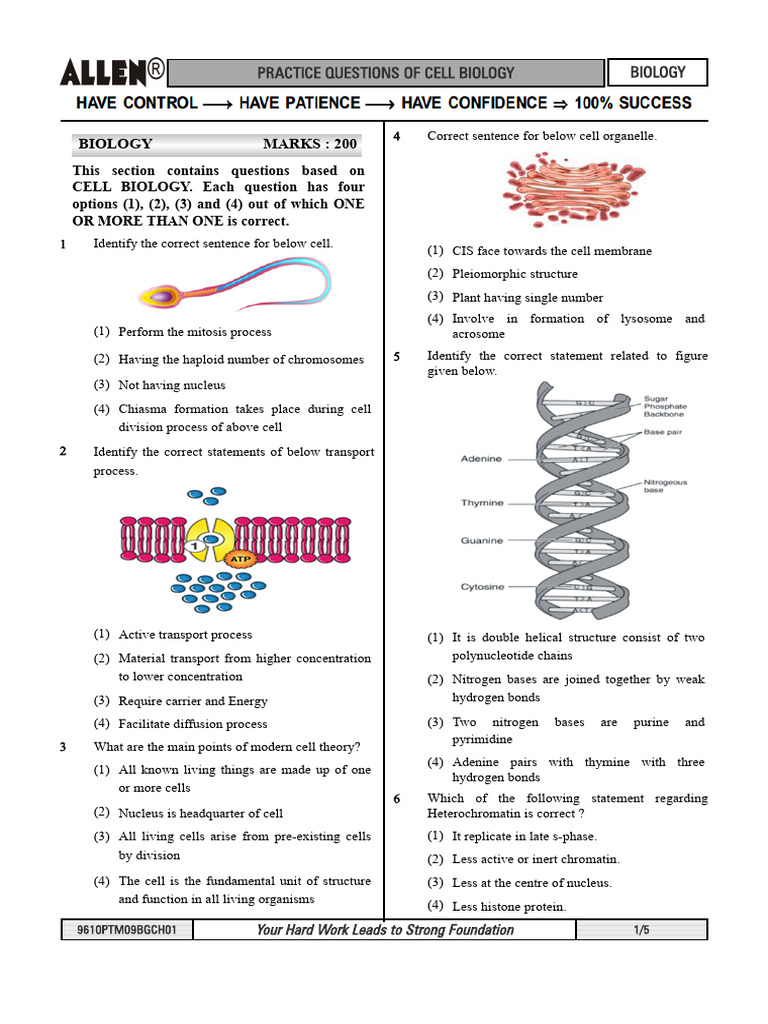 Practice Papers For Cell | PDF | Cell (Biology) | Ribosome