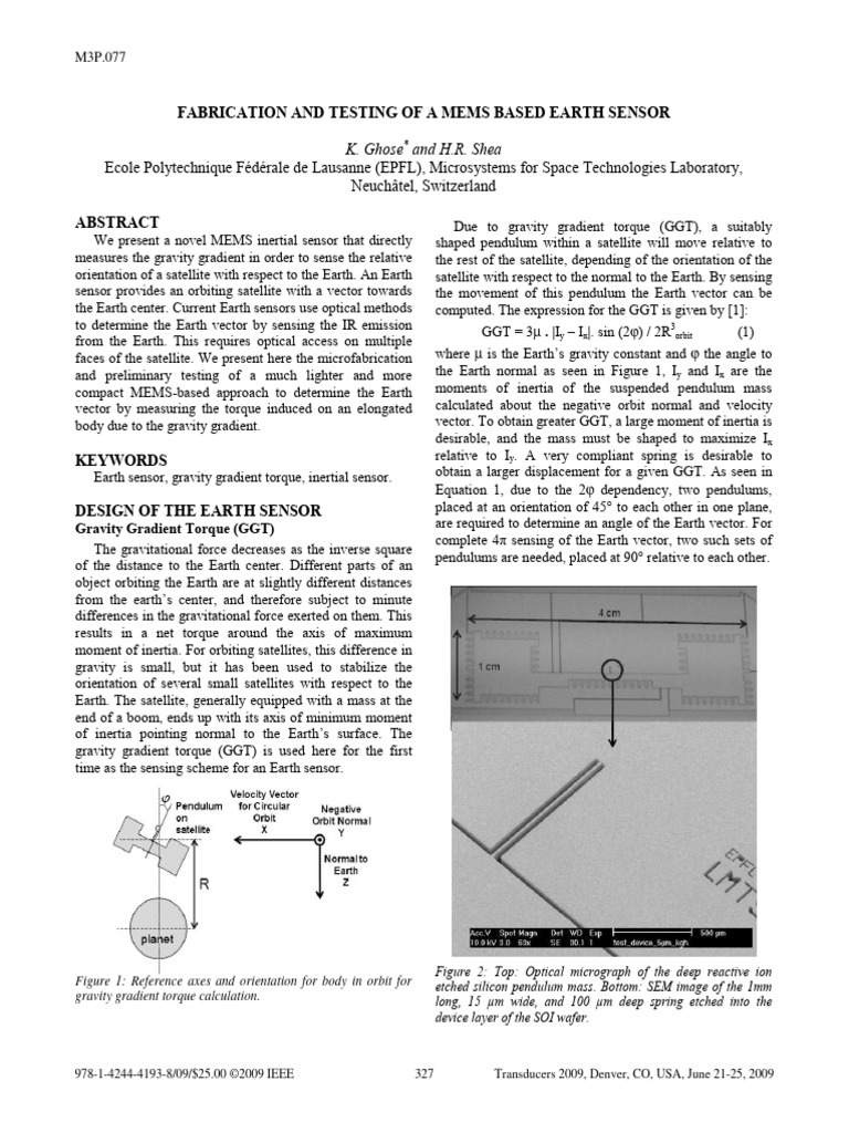 Mems-Based Earth Sensor | PDF | Semiconductor Device Fabrication | Gravity