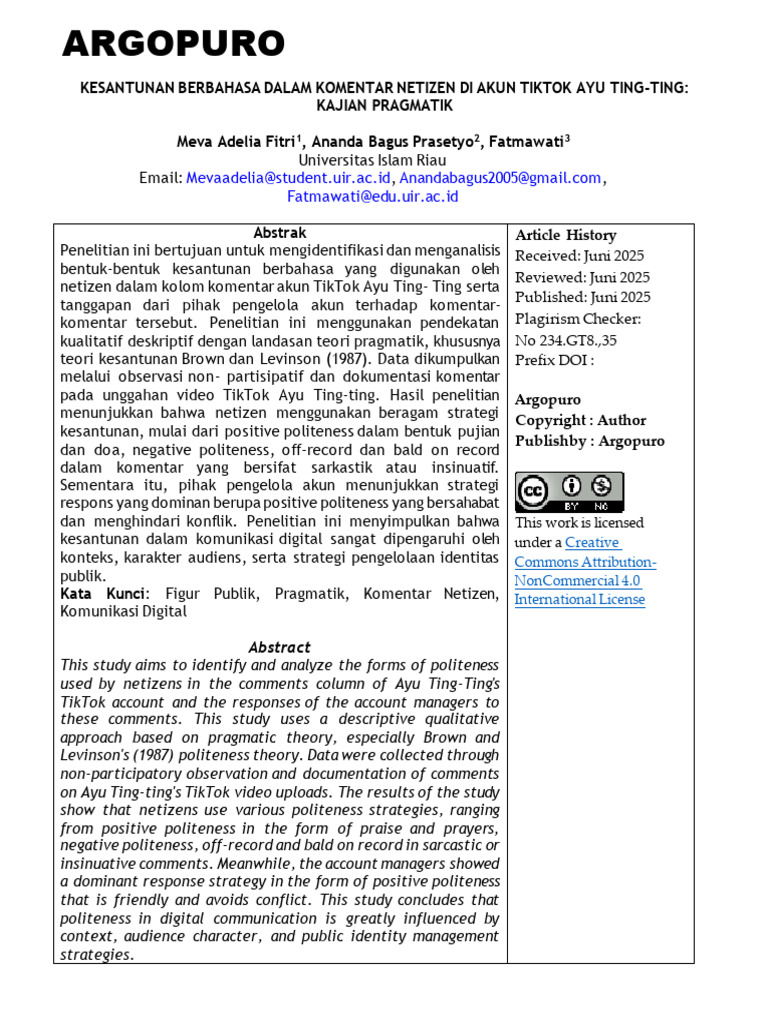 Meva Argopuro | PDF