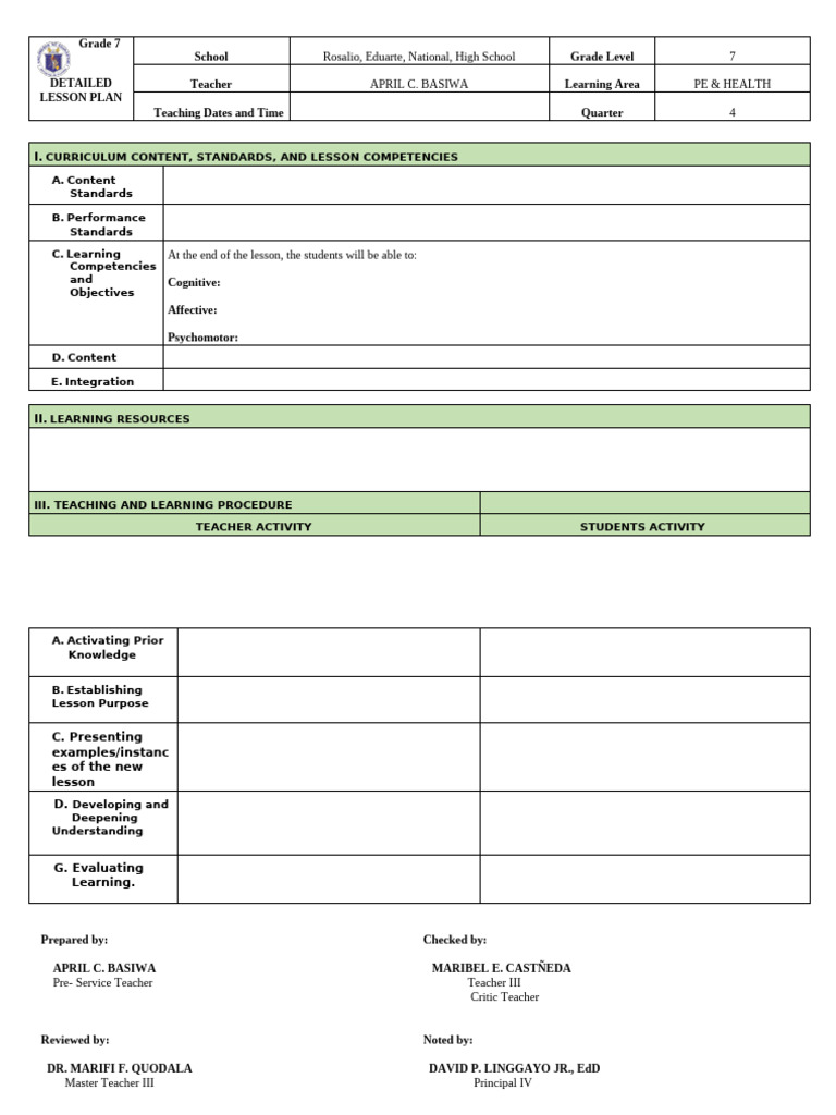 Template Matatag LP | PDF