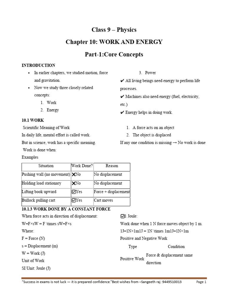 9th Work and Energy Revision QPs Marks 10 | PDF | Force | Potential Energy