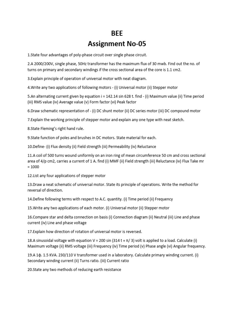 BEE Assignment-5 | PDF