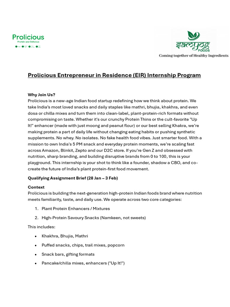 Prolicious EIR Program February 2026 | PDF | Meal | Foods