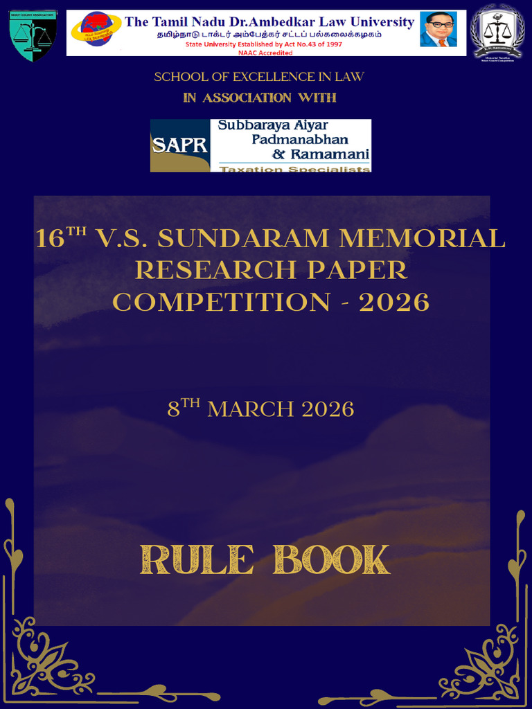 Rulebook - 16th Vs Sundaram Memorial Research Paper Competition, 2026 ...