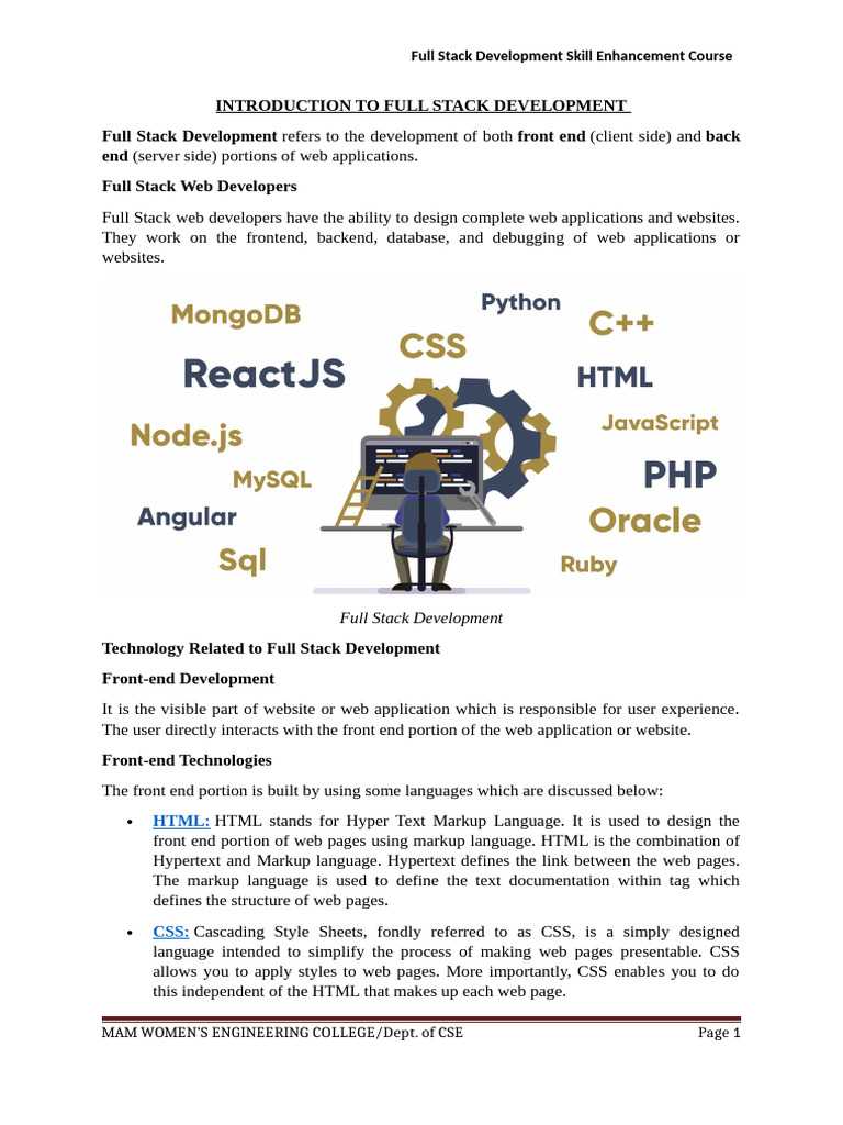 Full Stack Development Skill Enhancement Course R-23 II-II SEM | PDF ...