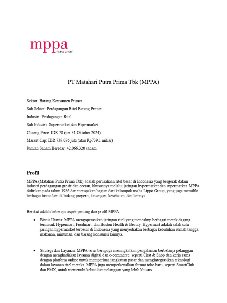 Matahari Putra Prima TBK | PDF