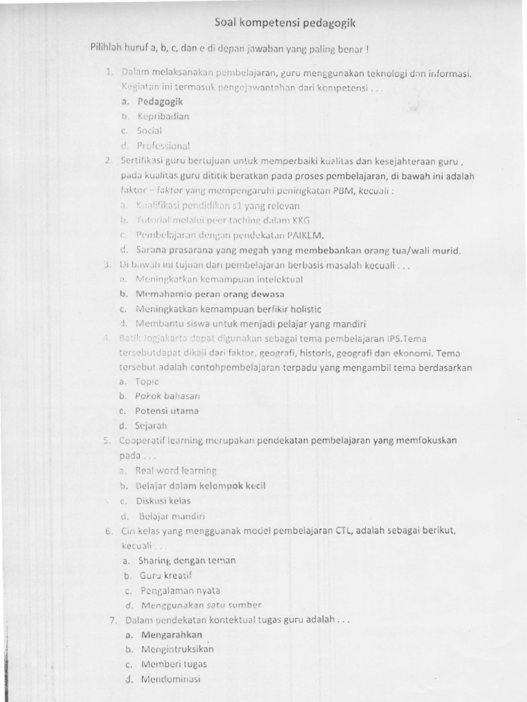 Soal Ukg Pedagogik