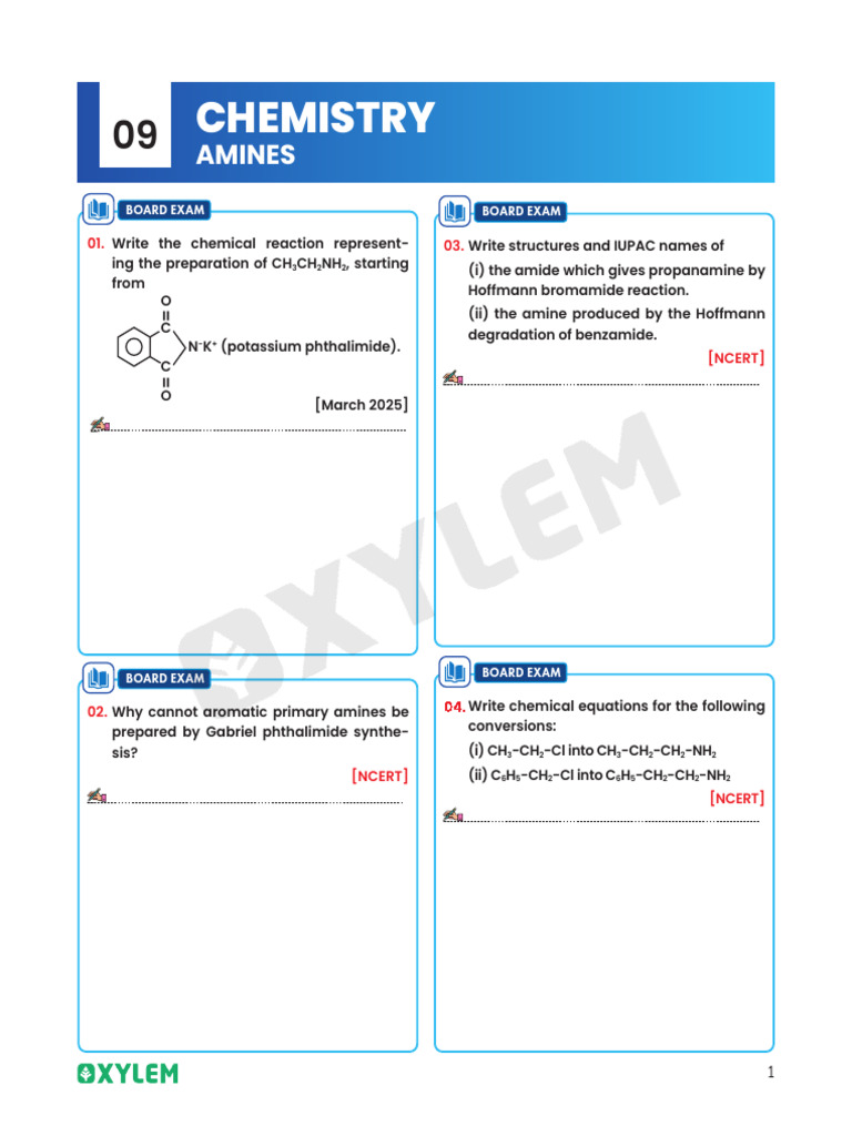 State Board Questions - Chem - Amines - 2026 | PDF | Amine | Organic ...