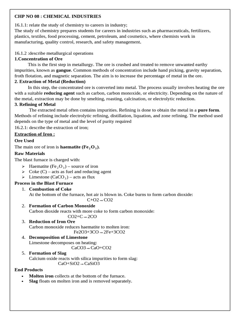 CHP 8 Chemistry Notes | PDF | Urea | Petroleum