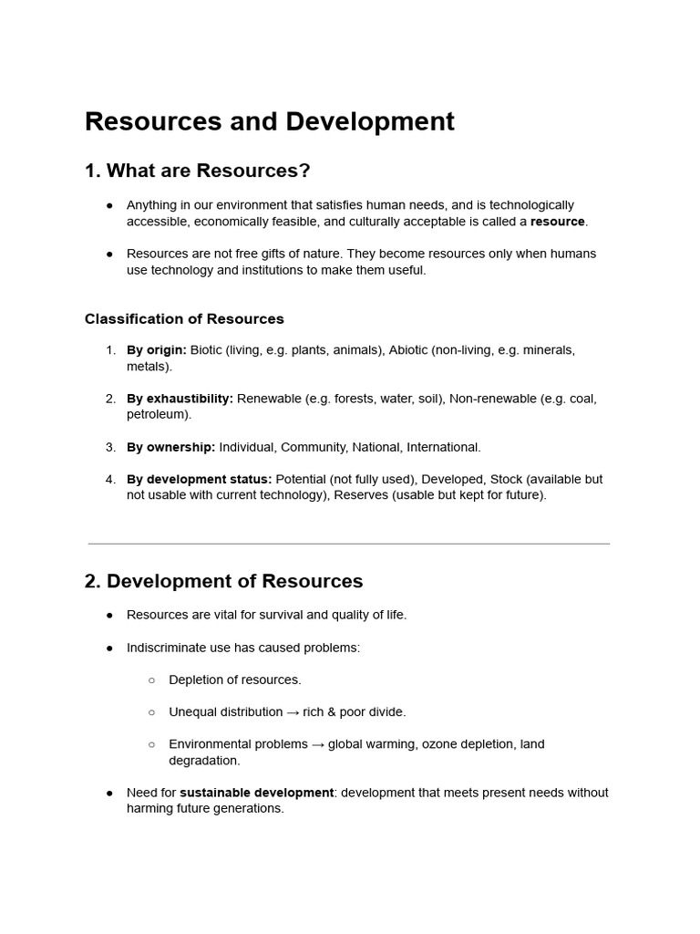Resources and Development | PDF | Resource | Sustainable Development