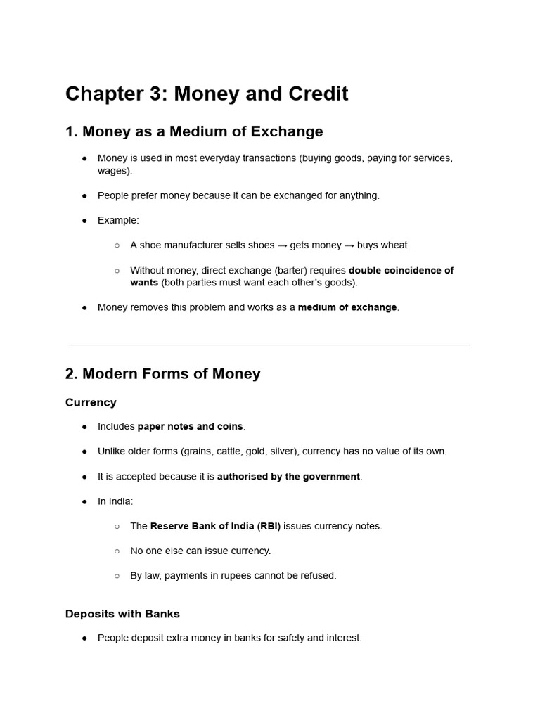 Chapter 3 - Money and Credit | PDF | Money | Loans