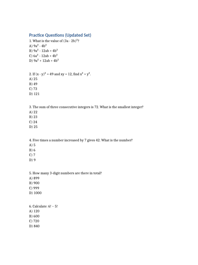 Practice Questions Updated Set | PDF