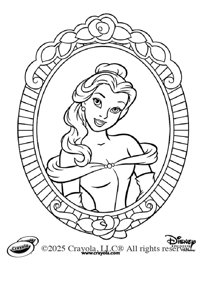 Disney Princess Belle Free Coloring Page For Kids | PDF