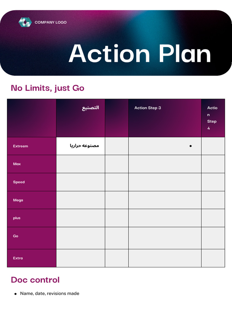 Action Plan Doc in Dark Blue Dark Pink Gradients Style - 20250515 ...