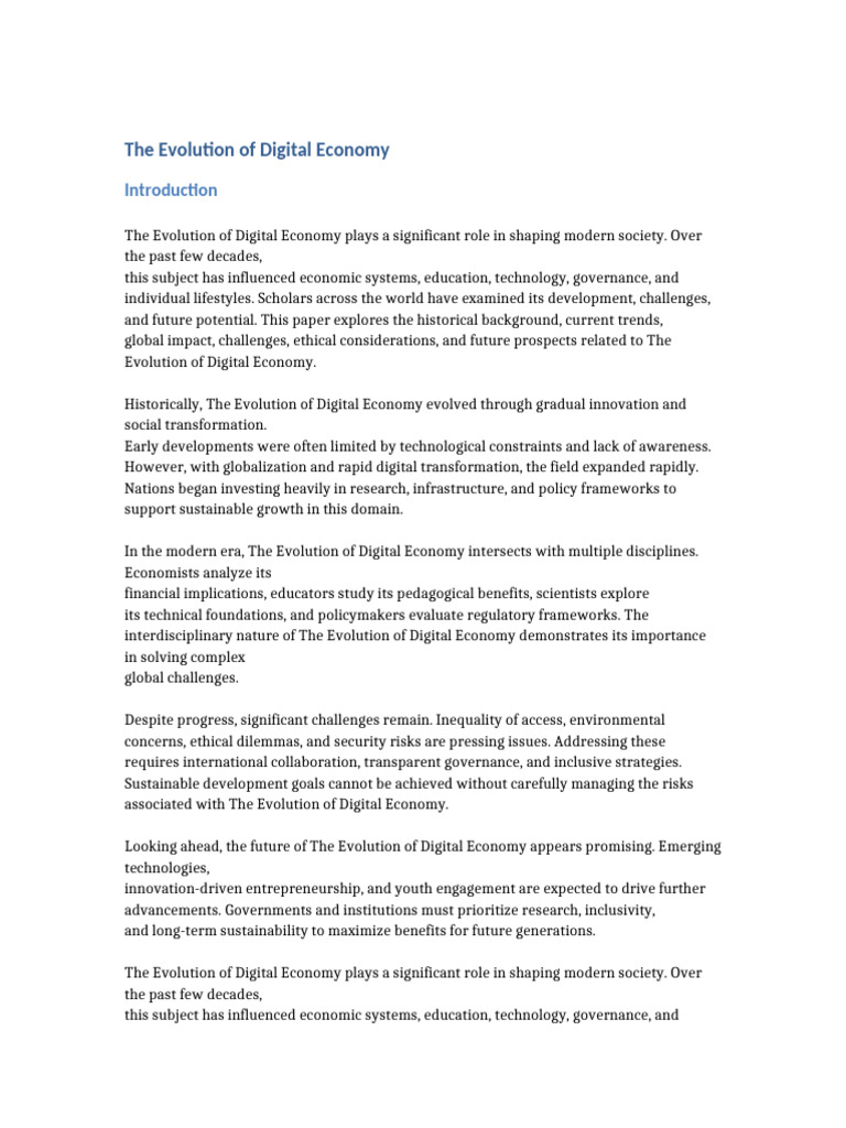 The Evolution of Digital Economy | PDF | Sustainability | Sustainable ...