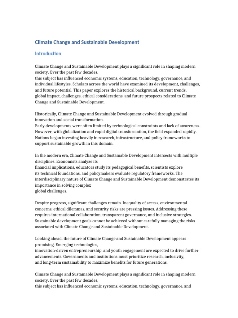 Climate Change and Sustainable Development | PDF | Sustainability ...