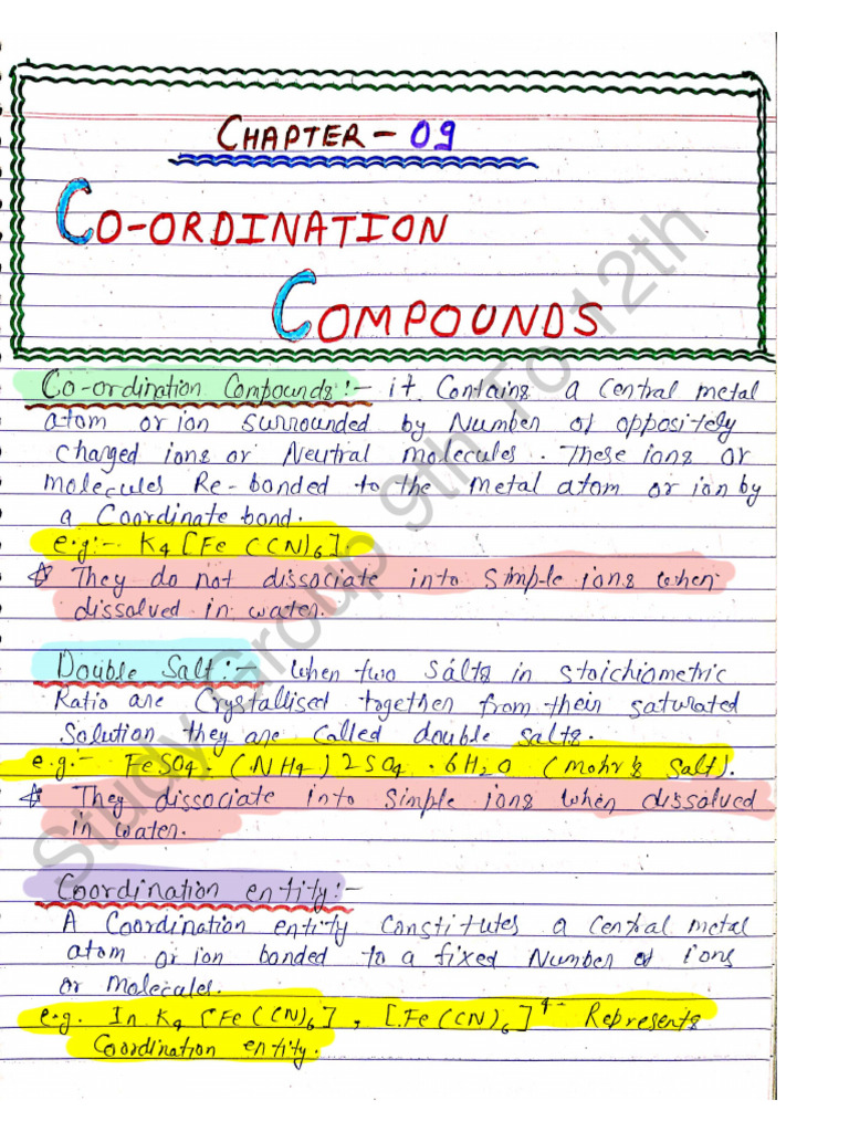 Chapter 9 Coordination Compounds | PDF