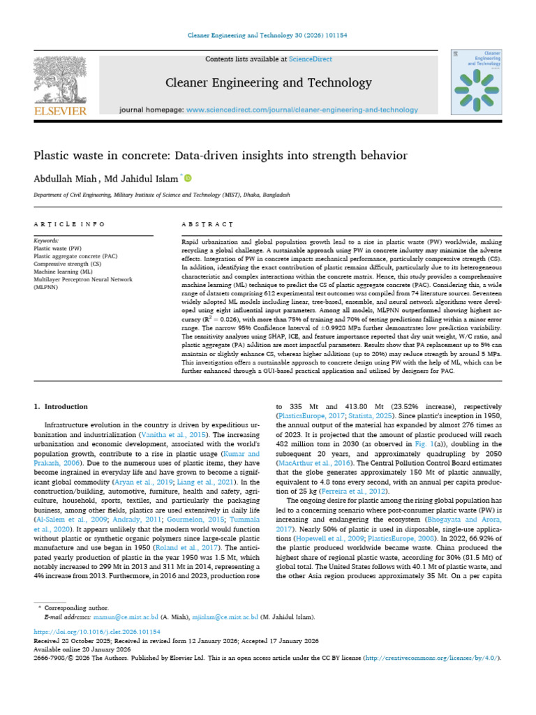 CEaT - Plastic Waste in Concrete Data-Driven Insights Into Strength ...