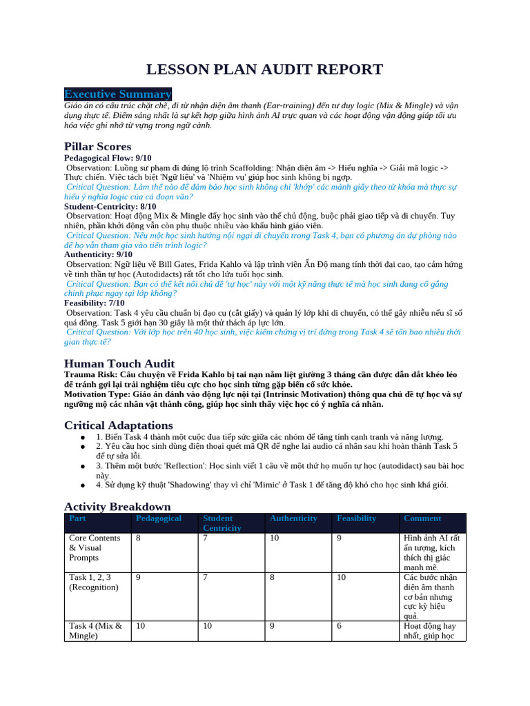 Lesson Audit 1772211531332 | PDF