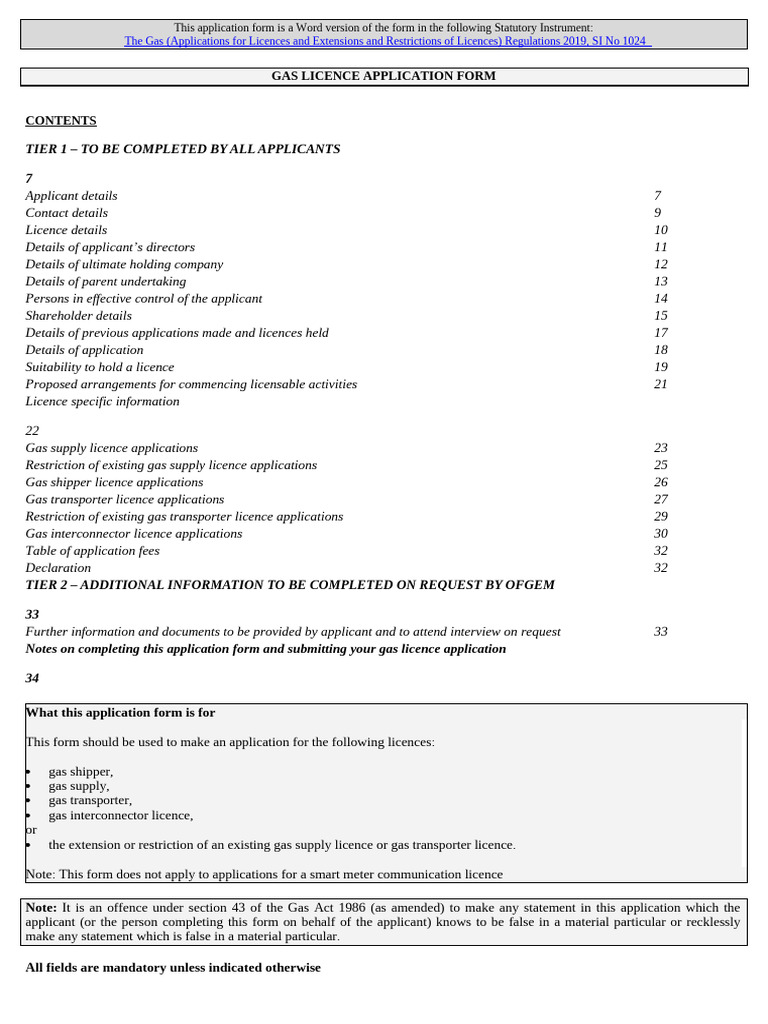 Gas Licence Application Form 2019 | PDF | License | Bankruptcy