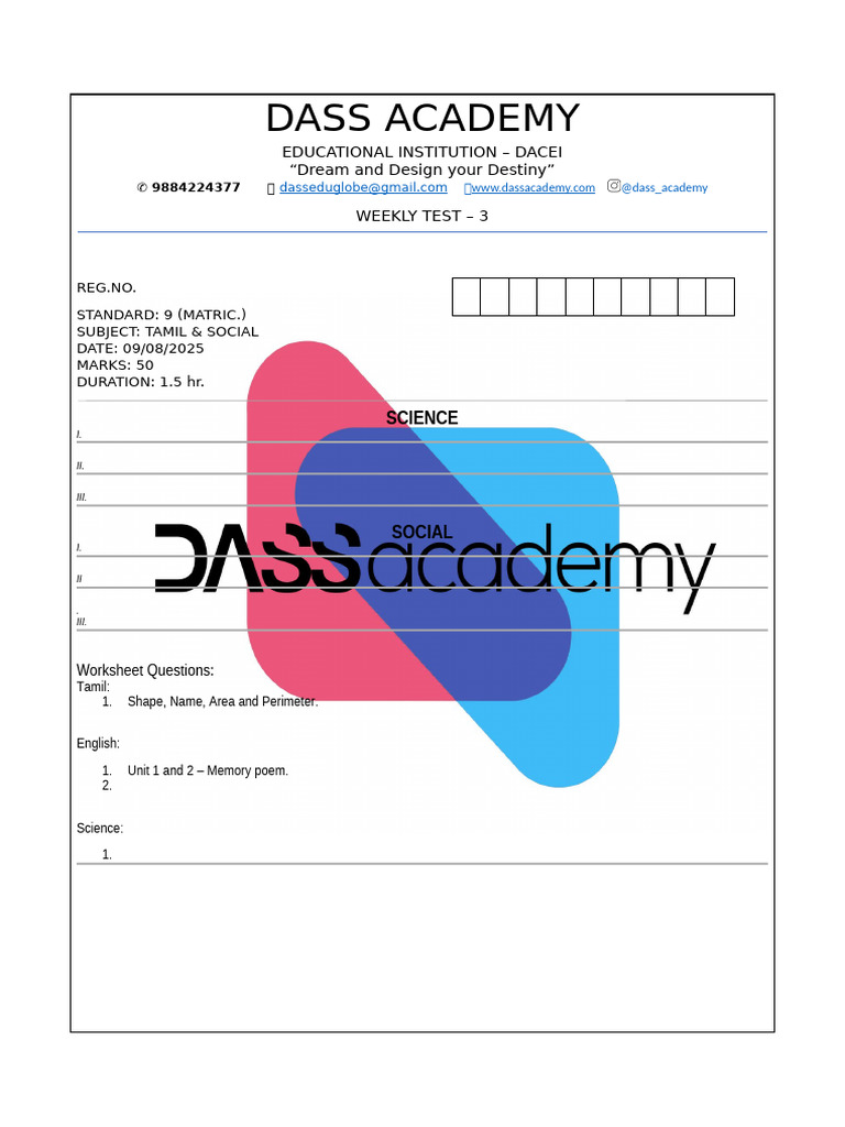 Weekly Test Format. | PDF