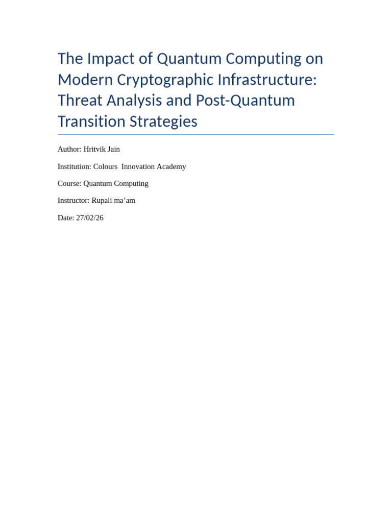 Quantum Cybersecurity Research Paper | PDF | Quantum Computing ...