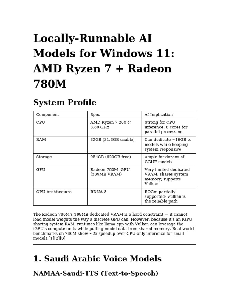 Local AI Models For AMD Ryzen 7 + Radeon 780M | PDF | Computing ...
