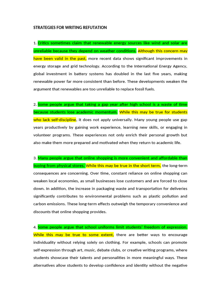 Writing-Refutation Worksheet | PDF | Renewable Energy | Energy Development
