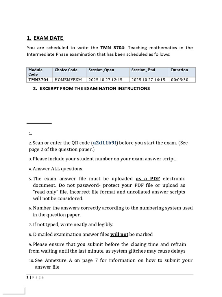 Exam Date and Related Information | PDF | Qr Code