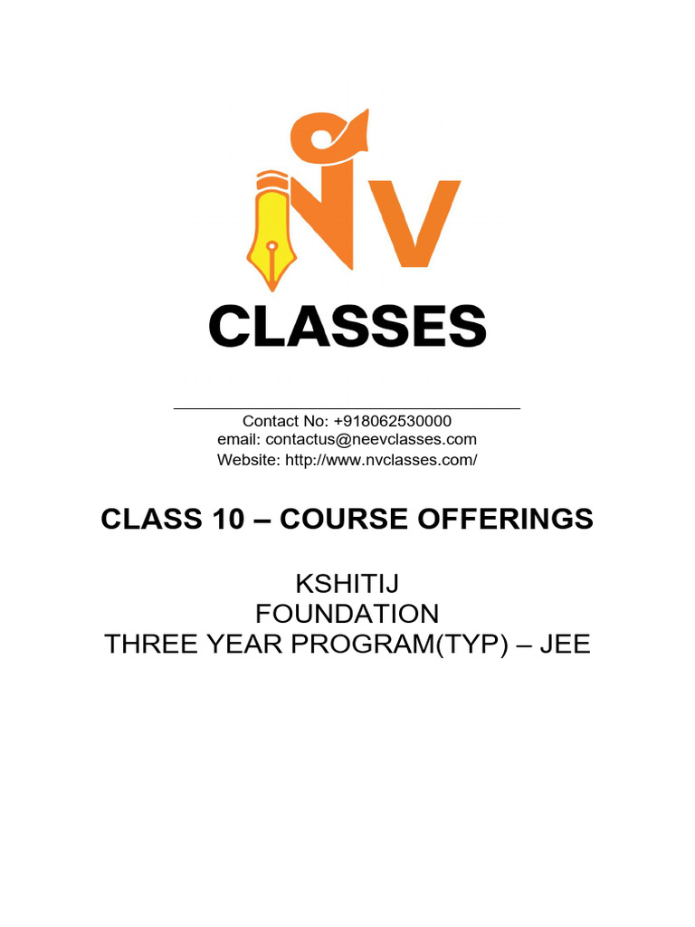 NV Classes - Class 10 Course Offerings | PDF | Educational Stages | Schools