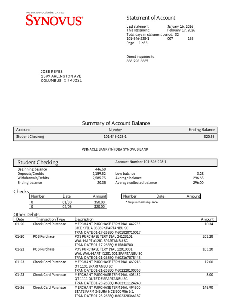J EStatement 2026 02 17 58614 | PDF | Cheque | Credit Card