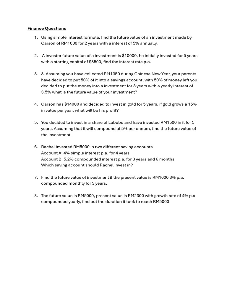 Year 8 Interest Questions | PDF